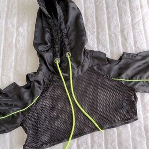 black and neon cropped mesh windbreaker